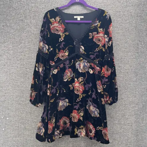 Whimsigoth Juniors Dress M Black Velvet Burnout Empire Floral Dark Romantic Boho Size undefined