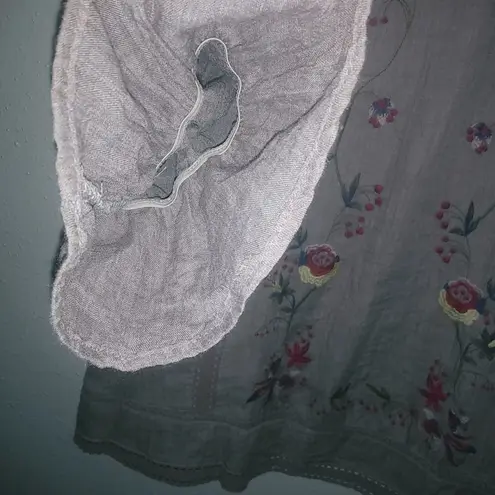 Giddy Up Glamour  S Boho Cowgirl Dutch Floral  Embroidered Tunic Top Mini Dress - Image 7