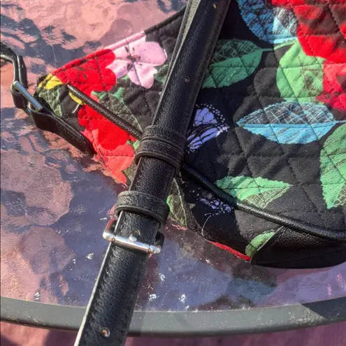 Floral Quilted Shoulder Bag Black