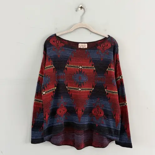 Denim & Supply Ralph Lauren Southwestern Aztec Blue Cotton Knit Sweater