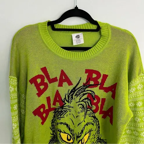 Women's Christmas The Grinch Red Blah Blah Blah Green Sweater Top XL 16