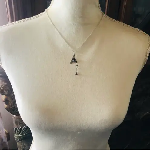 Handcrafted pyrope garnet sterling pendant on chain necklace Silver