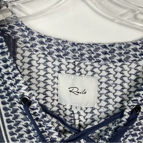 Rails Women’s Lilly Sapphire Blue & White Plaid Lace Up Blouse Small S Relaxed