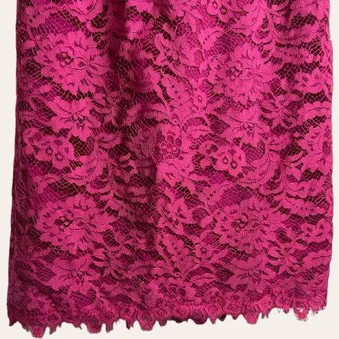 ML Monique Lhuillier Pink Cap Sleeve Lace Knee Length Sheath Dress Size 0