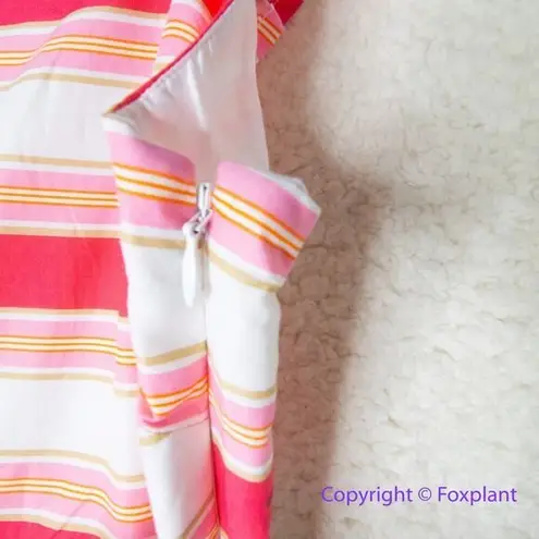 New! J Crew Factory Striped square neck midi dress. size 12 Pink