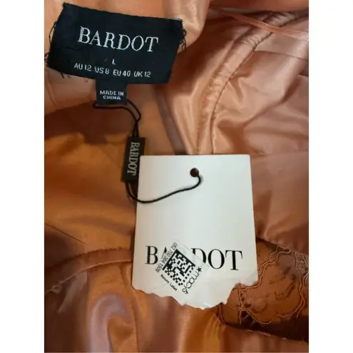 Bardot Riveria Lace Corset Bodycon Halter Dress In Rust Orange/Peach Size 8