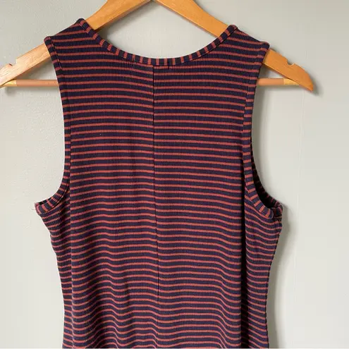 Marine layer Lexi Rib Daytime Midi Tank Dress Cabernet Navy Stripes Size Large