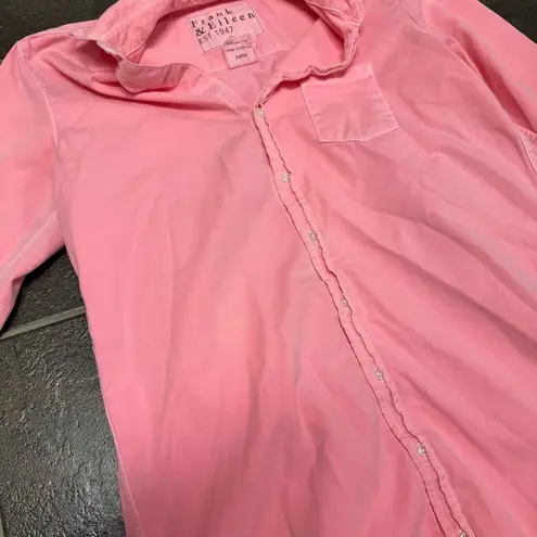 Frank & Eileen Mary Famous Denim Button Up Mini Dress Neon Strawberry Small S