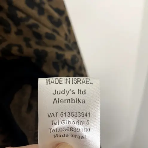 Alembika Chiu Oversized Cheetah Mock Neck Top Women XL Brown Black