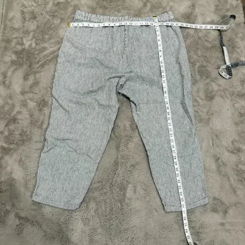 J.Crew Striped linen blend drawstring pant Size 18 casual pull on beach crop White