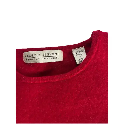 Valerie Stevens 2-ply Cashmere Sweater Size Small Red Distressed Hem