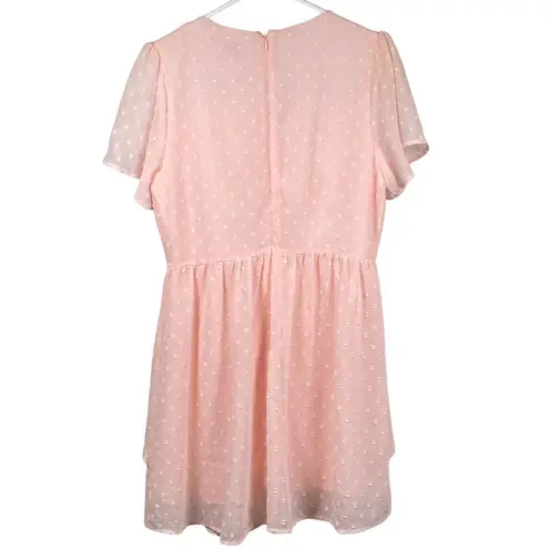 Andree by Unit Dress Women's Size Large Pink Textured Lined Cap Sleeve Midi