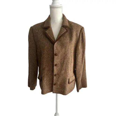 Maggy London by Nina Leonard Brown Wool Blend Blazer Jacket Size 16