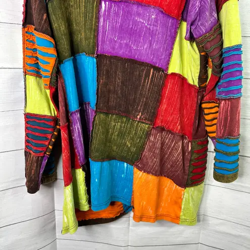 Greater Good Network XXL Hippie Patchwork Jacket Hoodie Festival Indie Artsy Orange