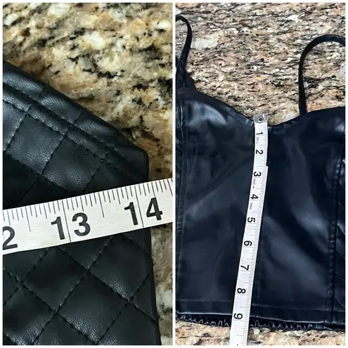 Jolie & Joy Vegan Leather Crop Corset Top S | Black Biker Moto Goth Edgy Tank