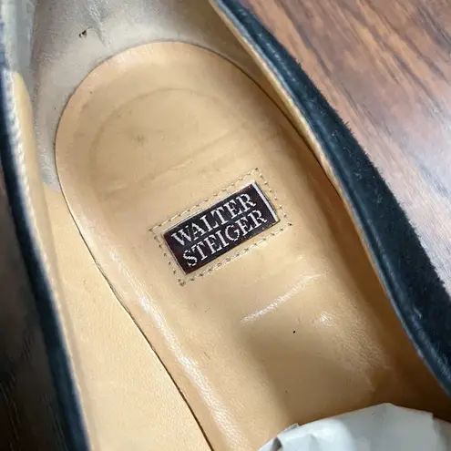 Walter Steiger • vintage Y2K chunky loafer platform slip on black suede lug sole Size 7.5