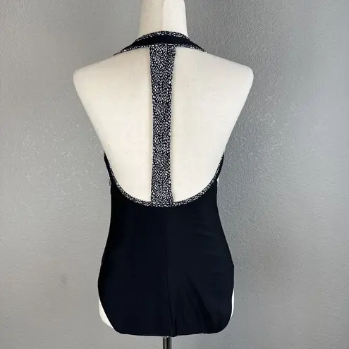 Jai Vasicek Anthropologie Rosa One Piece Swimsuit Size M Black Lady in Hat Print Size M