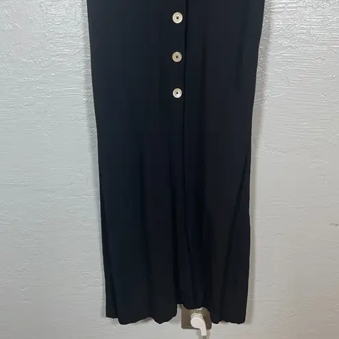 Wilfred Aritzia Women S Black Midi Shirt Dress Button Front Short Sleeve Grunge