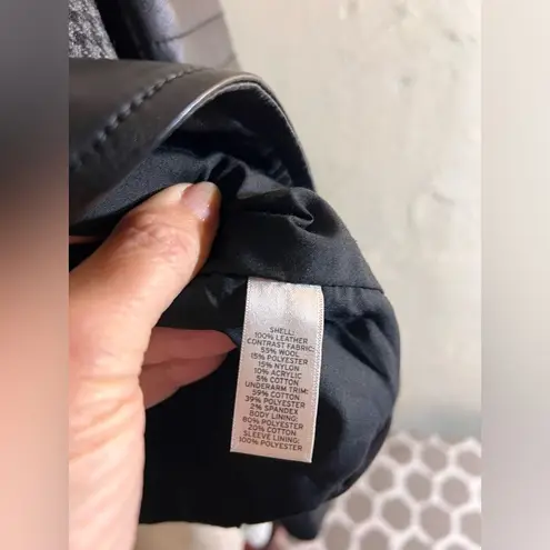 Trouve Black Quilted Bomber Jacket leather houndstooth zip up moto classic S