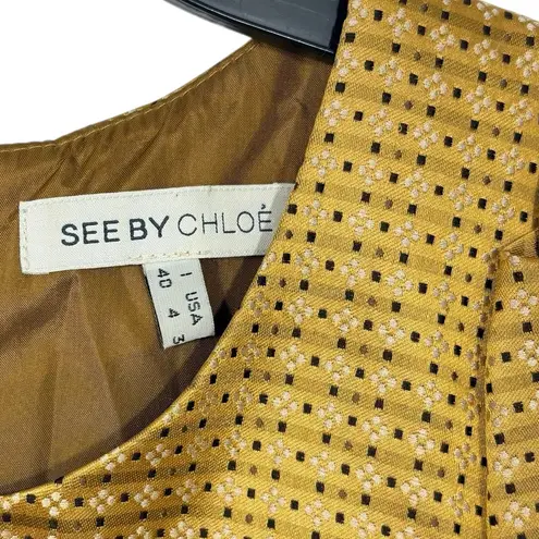 See By Chloe ' Gold Cap Sleeve Bow Detail y2k vtg 90s mini dress 4 S