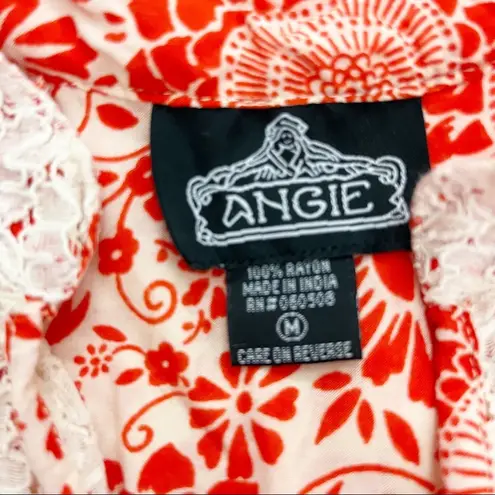 Angie  Red Floral 3/4 sleeve top