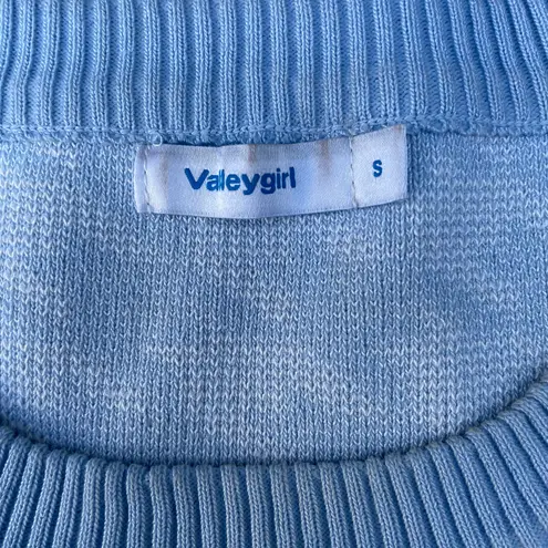 Valleygirl Baby Blue Houndstooth Crewneck Sweater