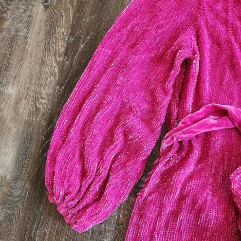 Retrofête Retrofete Gabrielle Robe Dress in Pink Sequins Size XXS NWT Long Sleeve