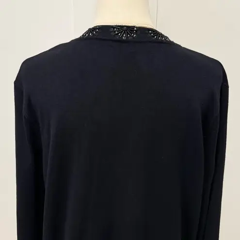 Inc international INC Tunic Sweater 1X Black Beaded V Neck Embellished Chic Classic Holiday Party