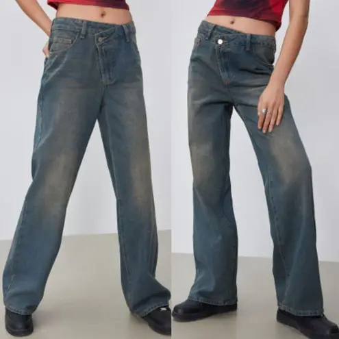 Cider Women's Denim High Waist Pocket Wide Leg Jeans XL Blue NWT