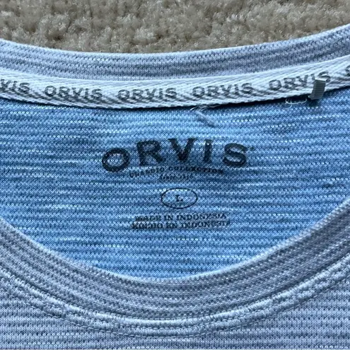 Orvis  Classic Women’s Crewneck Sweatshirt - Size L - Gray White Striped - GUC