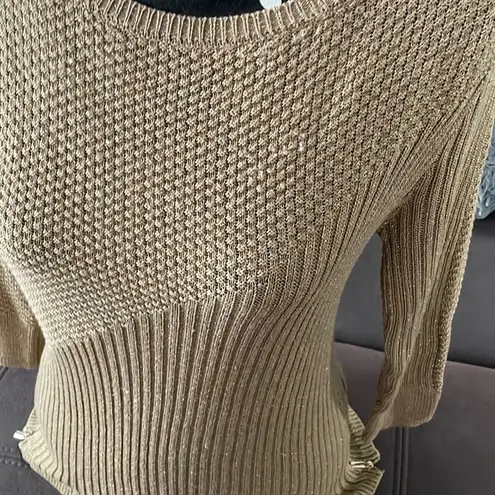 New York And Company Gold Color 3/4 Sleeve Sweater Size XS