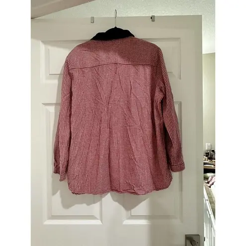 Bobbie & Brooks Vtg Bobbie Brooks Flannel Shirt Velvet Collar Sz 18W 20W Gingham Sparkle Mittens