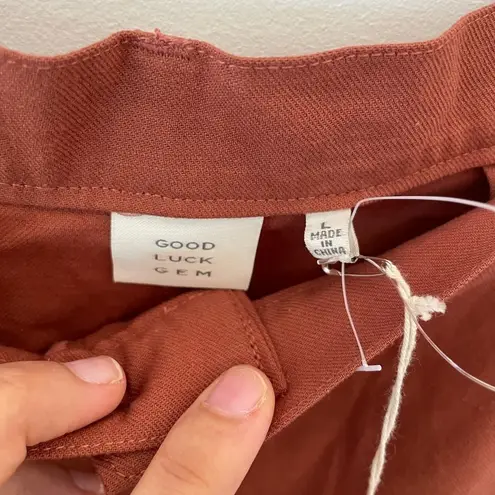 Good Luck Gem linen blend burnt Orange wide leg cropped pants large NWT