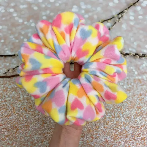 JUMBO Scrunchie Yellow And Hearts Oversized Scrunchie Xxl Scrunchie