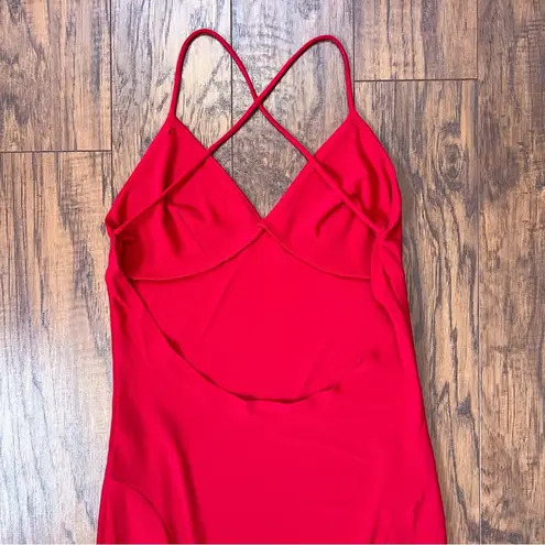 Norma Kamali • Low Back Slip Mermaid Fishtail Gown red backless strappy knit