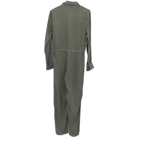 Wash Lab Womens Cinched Waist Chambray Wake Me up Jumpsuit Army Green XS NWT