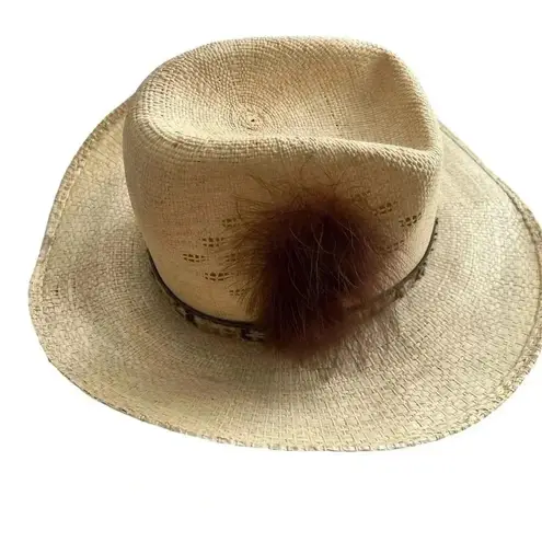 The Great Western Feather Straw Cowboy Cowgirl Hat Unisex, Country, Coachella, Tan