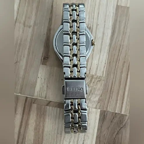 Seiko Ladies Watch 5 Bar Gorgeous White Dial Two-Tone Bracelet Date Window