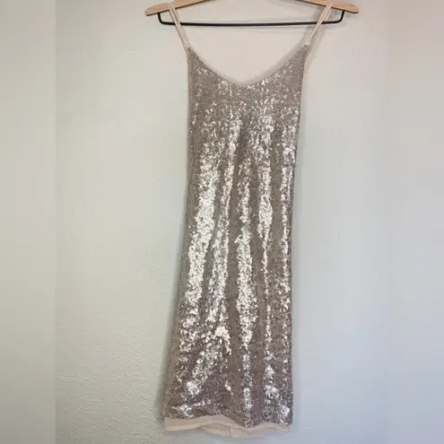 Free Press NWT Gold Sequin Criss Cross Back Mini Cocktail Dress Size M