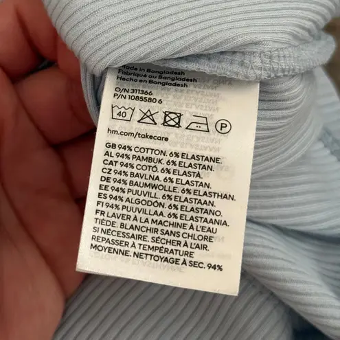 H&M  divided pastel blue coquette lace trim ribbed knit mini dress