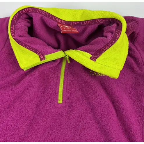 Camel Quarter Zip Pullover Fleece Jacket Womens Large Pink Neon Green Hiking