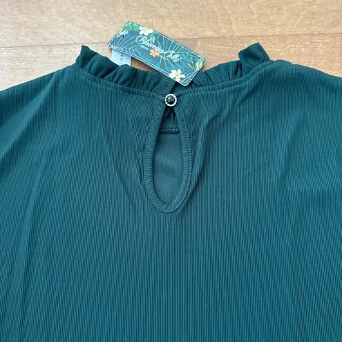 Blooming Jelly NWT Elegant Polka Dots Mesh Green Long Sleeve Blouse size XL