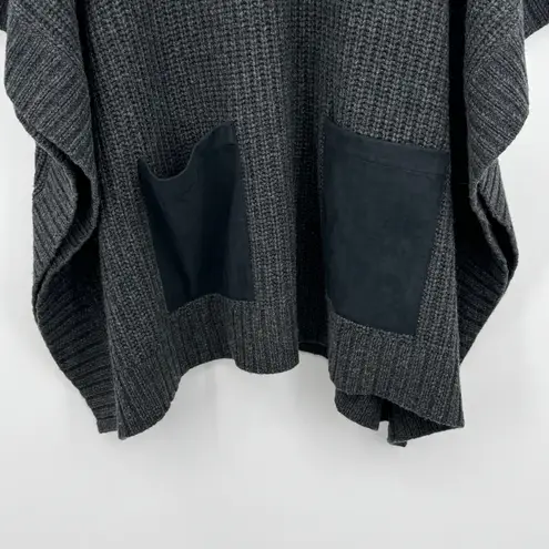 Dillard's poncho sweater womens OS merino wool blend turtleneck rib chunky knit Gray Size undefined