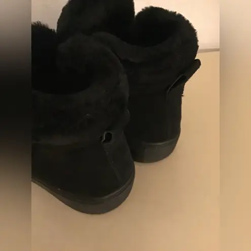 Cougar women black suede fur waterproof platform short boots Size 8