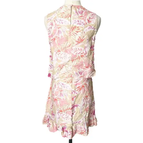 Karlie  100% Linen Top and Skirt Set Tan with Floral Print Size Medium & Large