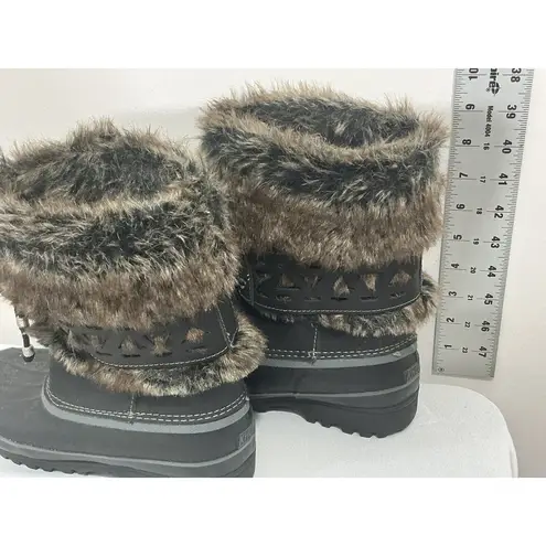 Khombu Womans Nola 6 M Black Leather Lined Midcalf Snow Boots Waterproof NWOT