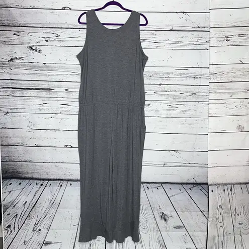 LOGO By Lori Goldstein LOGO Lounge by Lori Goldstein Sz XL Gray One Piece Jersey Knit Wide Leg Jumpsuit