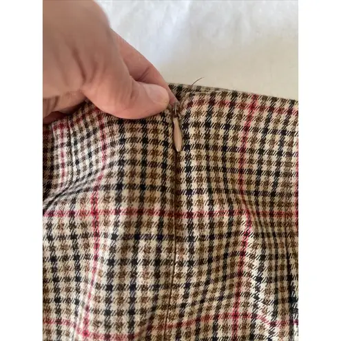 John Galt Skirt Sz XS Plaid Mini Preppy High Rise Dark Academia Brown Slit Cara