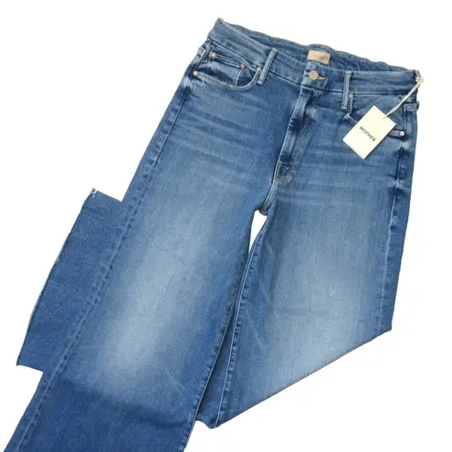 NWT Mother The Roller Fray in Riding The Cliffside Stretch Wide Leg Jeans 30 Blue