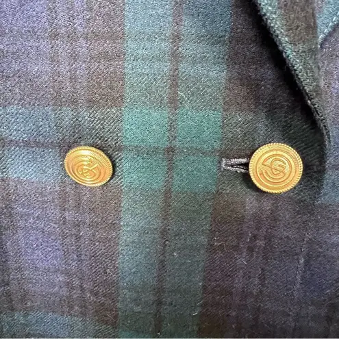 Vintage 80’s Giorgio Sant Angelo Tartan Plaid Wool Blazer Size 10 Green
